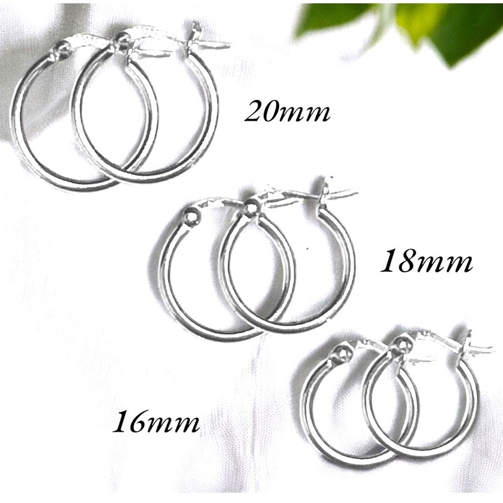 Sterling Silver 20mm Small Plain Hoop Earrings, Classic Silver Jewelry